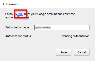 Follow Google Contacts auth link