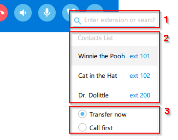 Сall transfer menu breakdown