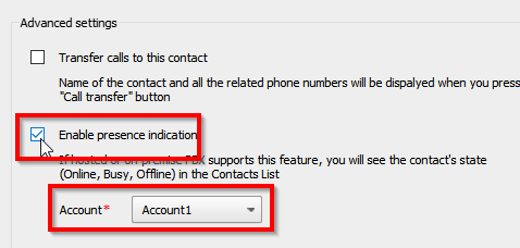 Presence indication for XML remote phone book