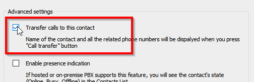 Transfer calls to these contacts