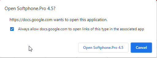 Allow site to open softphone