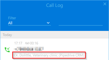Call log Pipedrive info