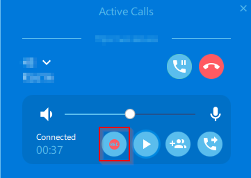 Start/pause call recording in Active Calls window