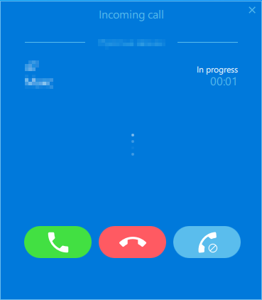 Incoming call's large notification window